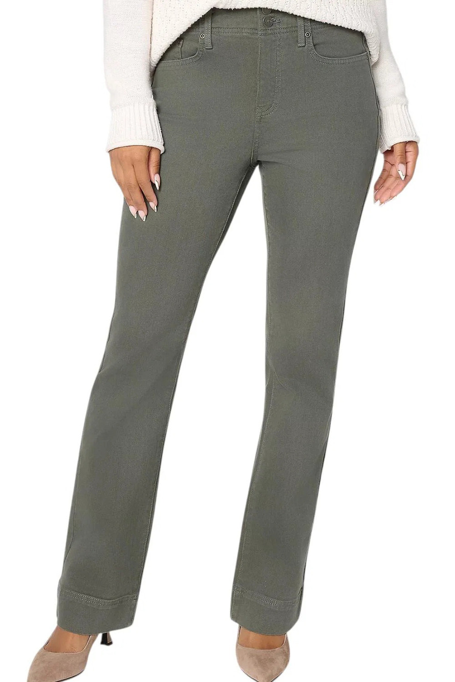 NYDJ Women's Bootcut Double Button Full Length Jeans Olive - Plus